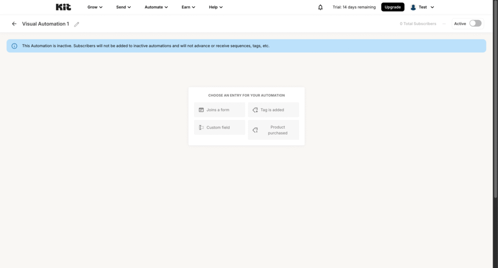 convertkit automation workflow exempel