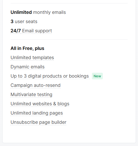MailerLite Growing Business plan funktioner 2026