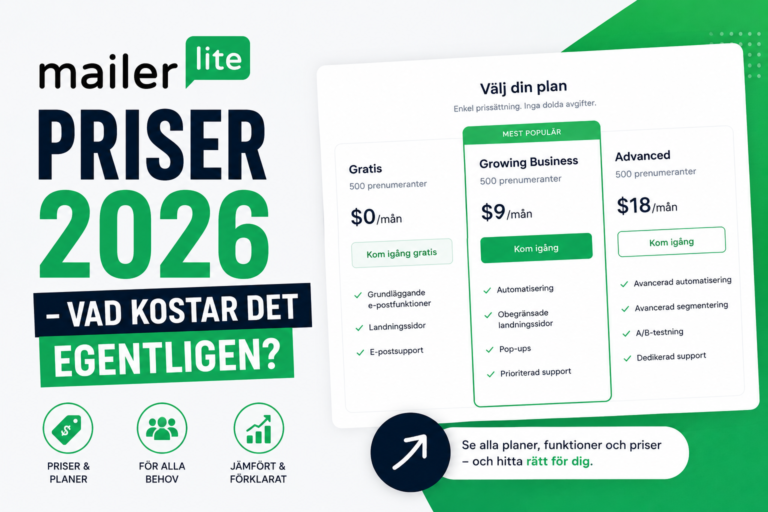 MailerLite priser 2026 – vad kostar det egentligen?