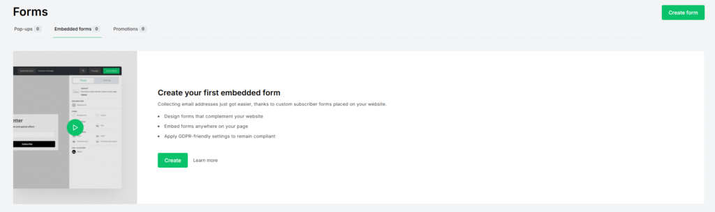 mailerlite forms - skapa din första formulär