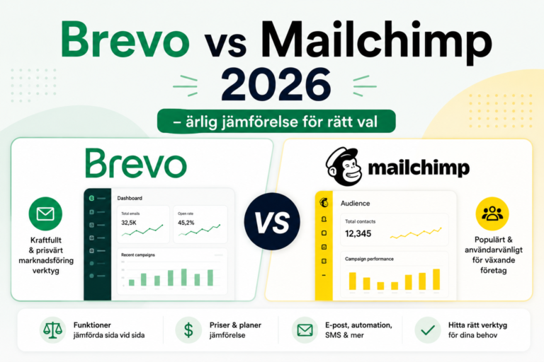 brevo vs mailchimp 2026 jämförelse priser och funktioner