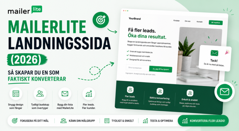 MailerLite landningssida (2026) – så skapar du en som faktiskt konverterar